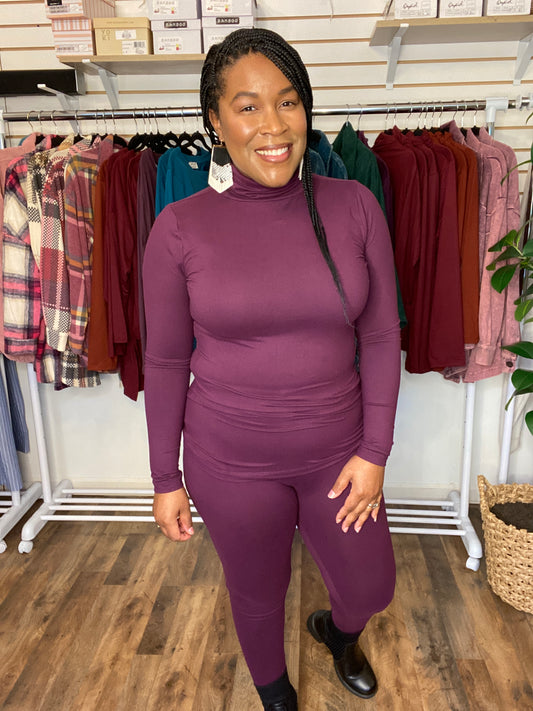 Eggplant Mock Neck Set