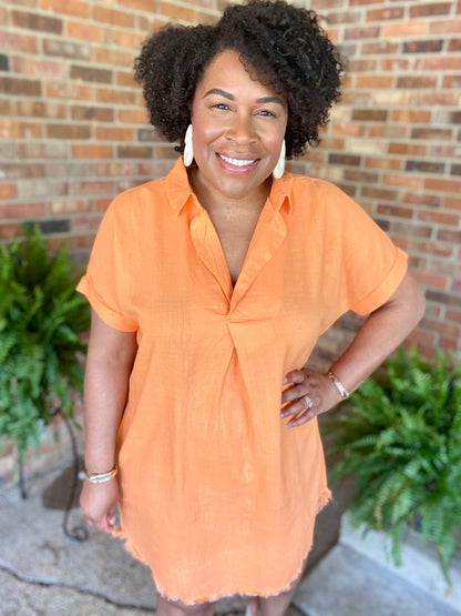 Orange Linen Dress