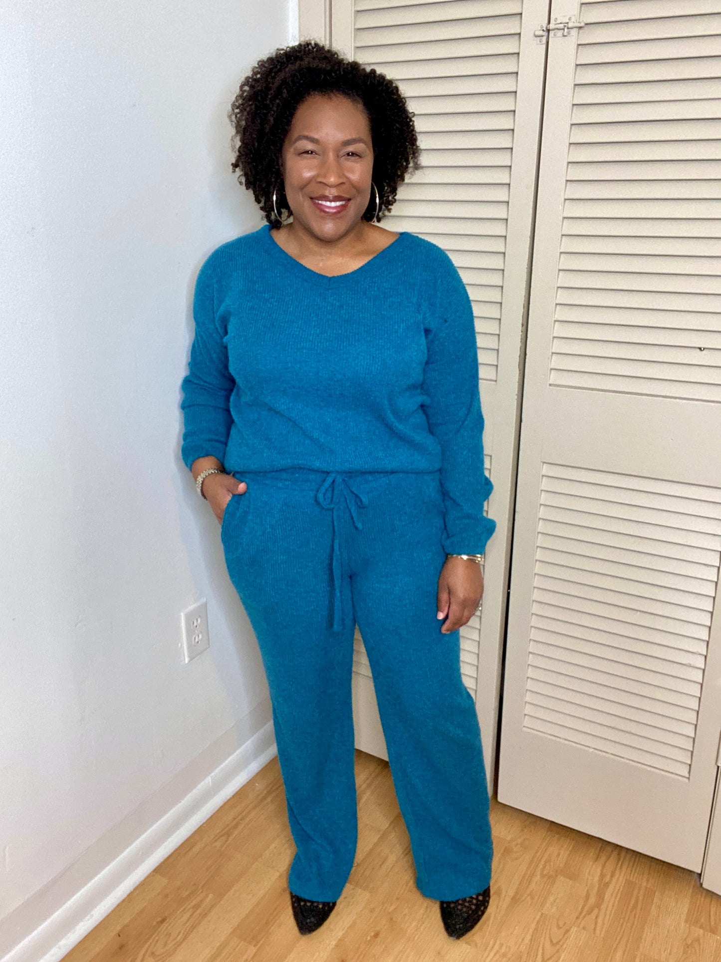 Brushed Hacci Long Sleeve & Pants Set (Teal)