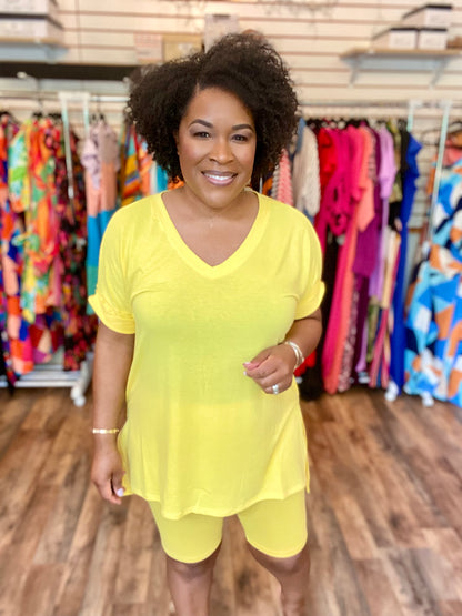 Coordinating Yellow Biker Short Set (Misses)