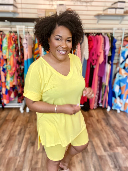 Coordinating Yellow Biker Short Set (Misses)