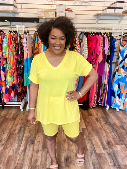 Coordinating Yellow Biker Short Set (Misses)