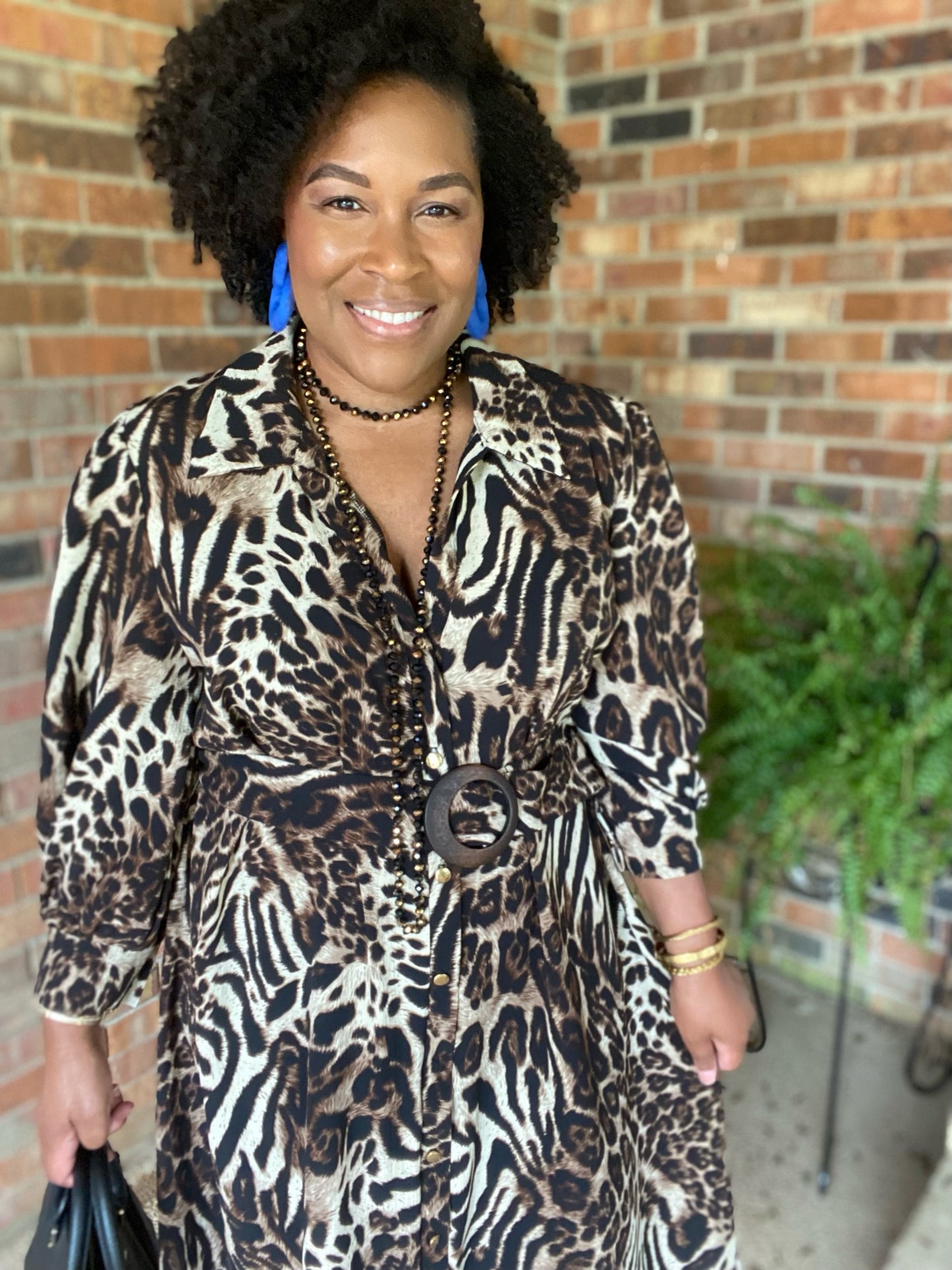 Button Down Print Dress