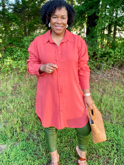 Rust Shirt Dress