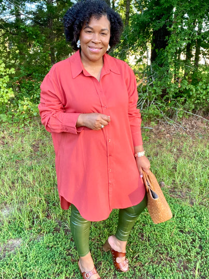 Rust Shirt Dress