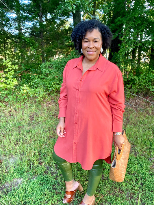 Rust Shirt Dress