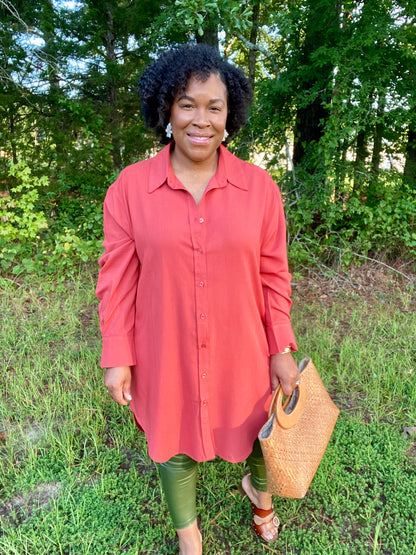 Rust Shirt Dress