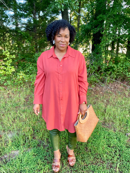 Rust Shirt Dress