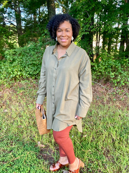 Olive Shirt Dress