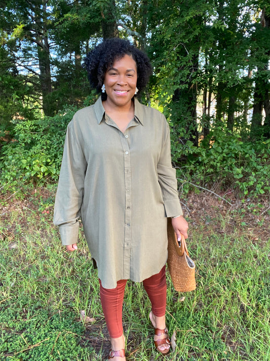 Olive Shirt Dress