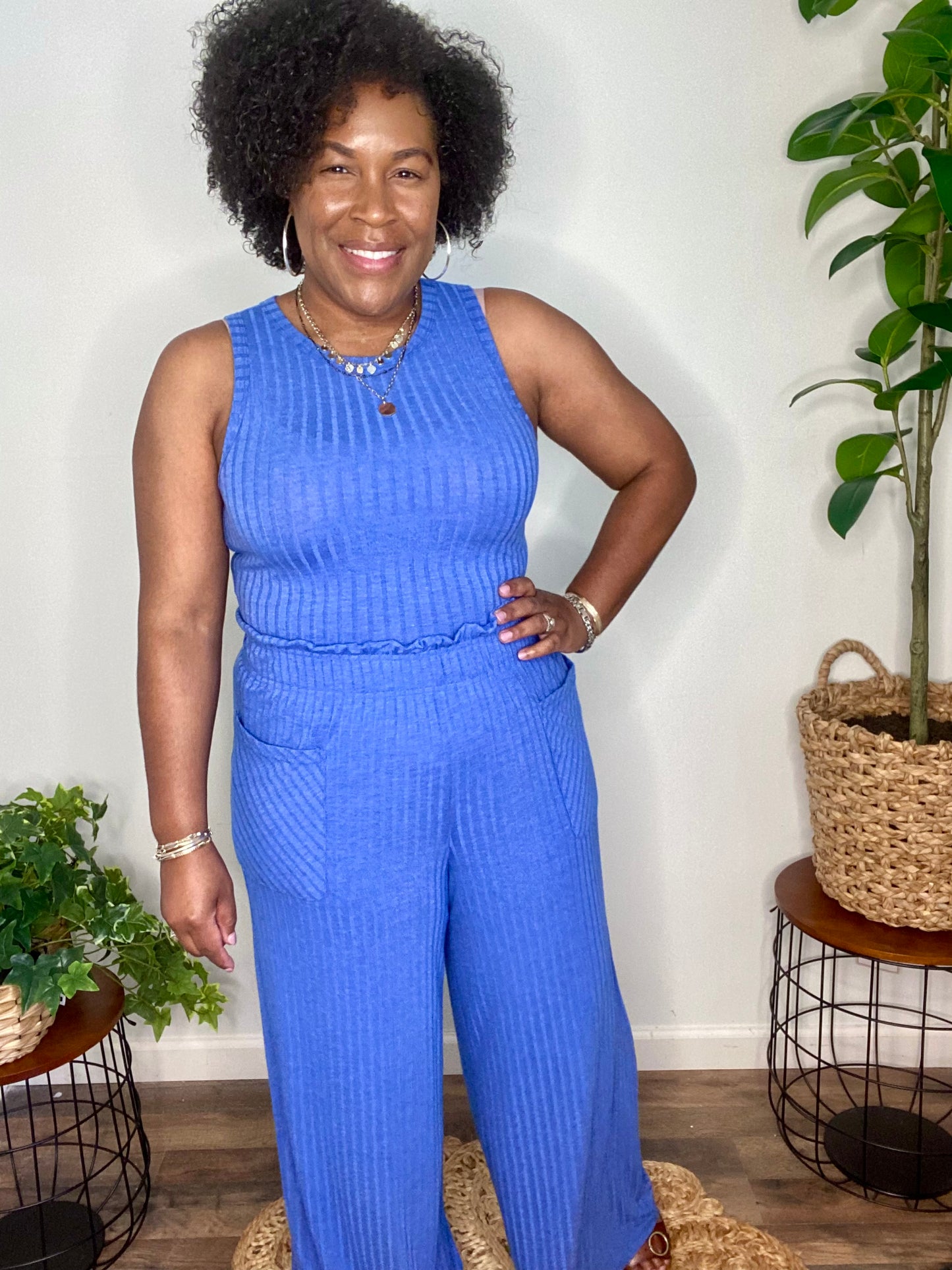 Preorder: Ribbed Tank & Wide Leg Pants Set