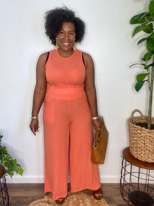 Preorder: Ribbed Tank & Wide Leg Pants Set