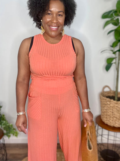 Preorder: Ribbed Tank & Wide Leg Pants Set