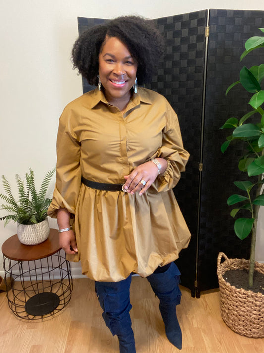 CINCHED CHIC SHIRT DRESS