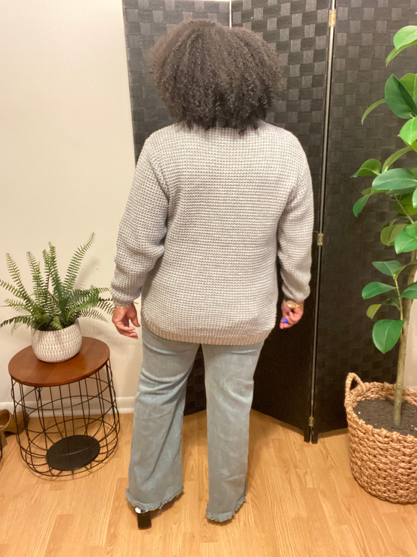 Gray Round Neck Sweater