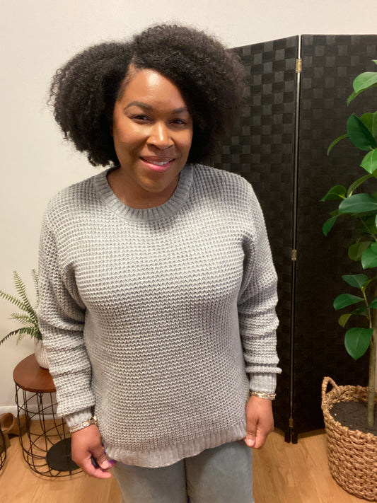Gray Round Neck Sweater