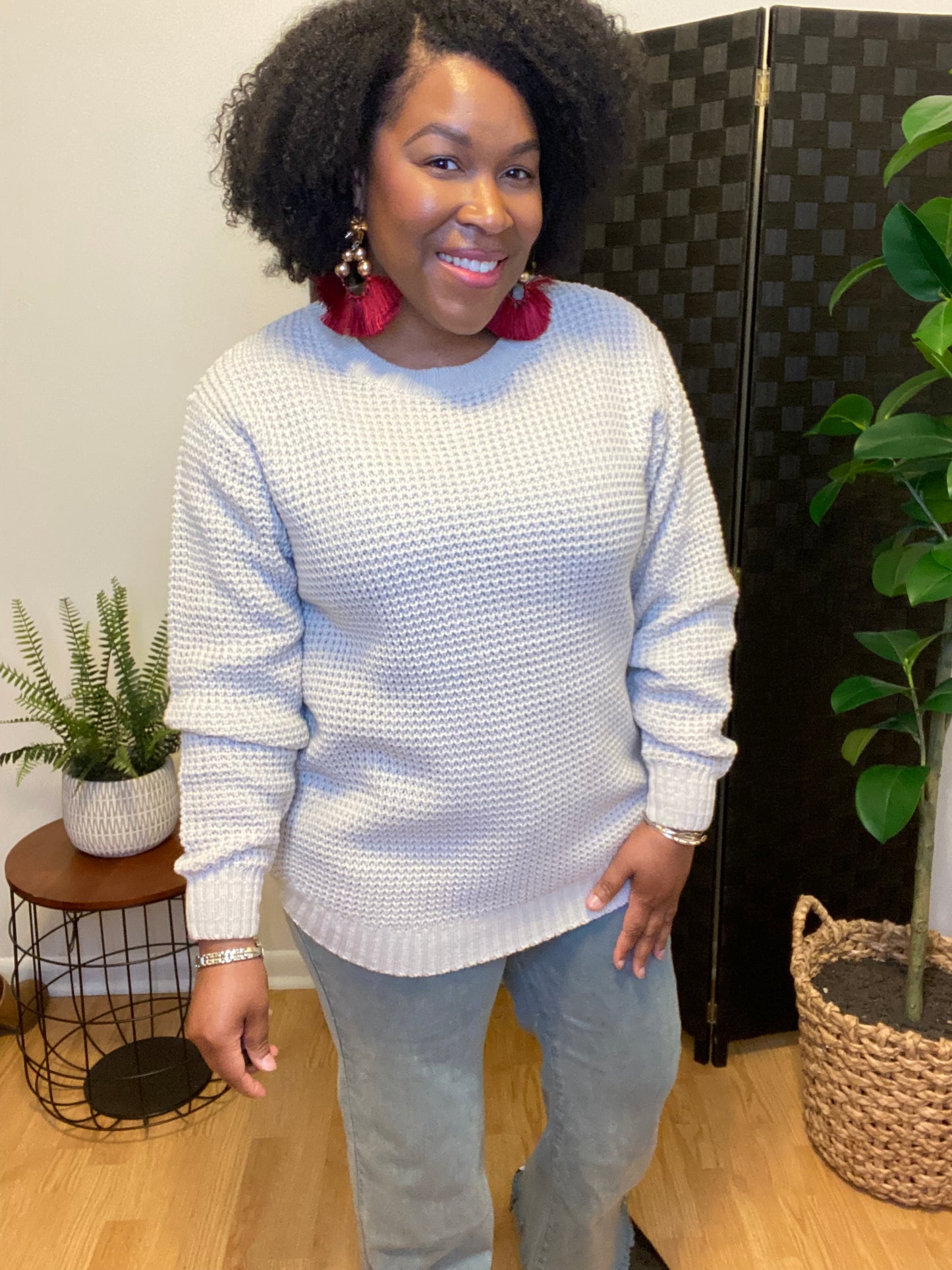 Gray Round Neck Sweater