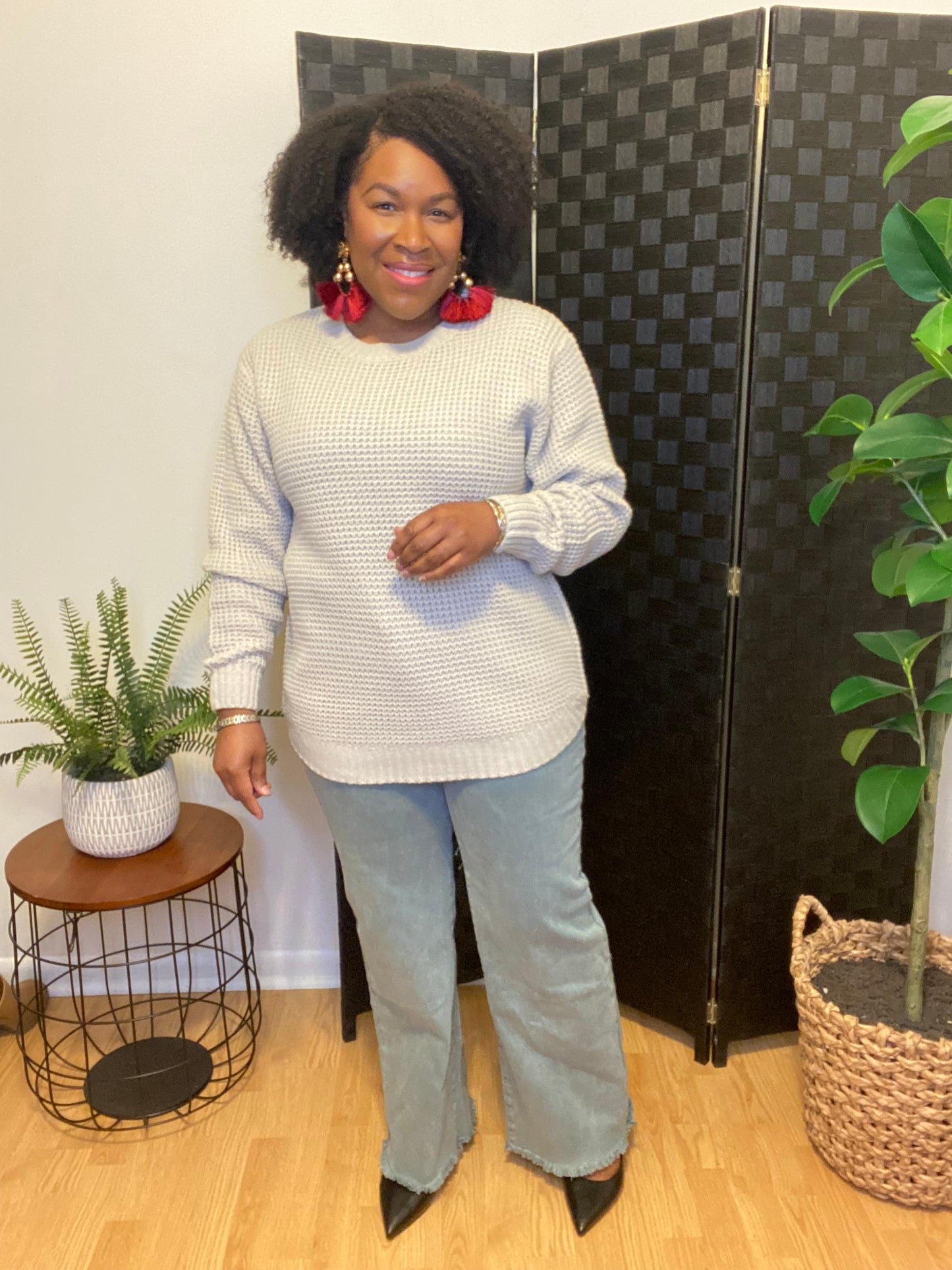 Bone Round Neck Sweater