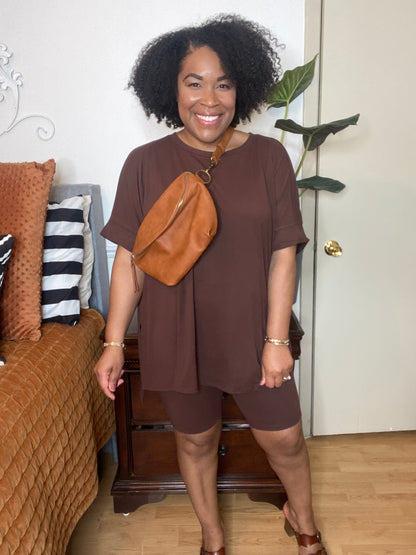 Brown Short Set (1X-3X)