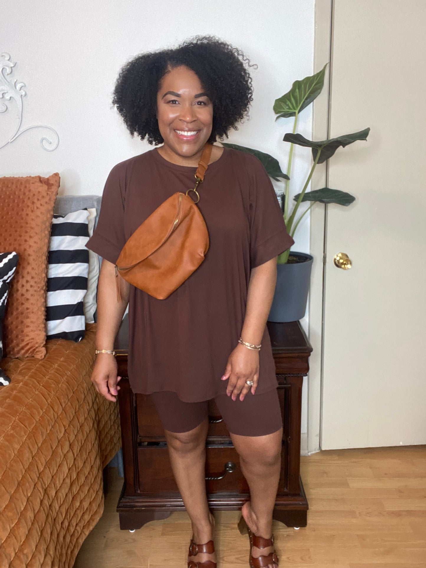 Brown Short Set (1X-3X)