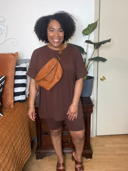 Brown Short Set (1X-3X)