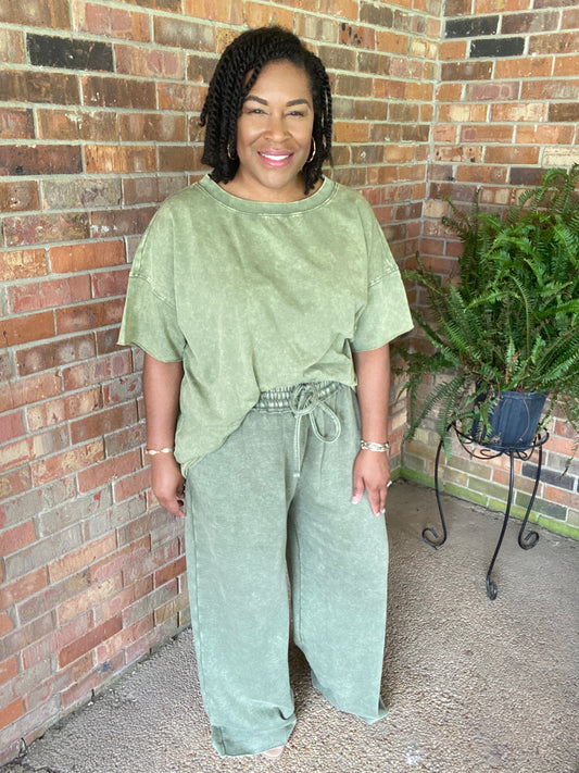 Olive Acid Wash Set