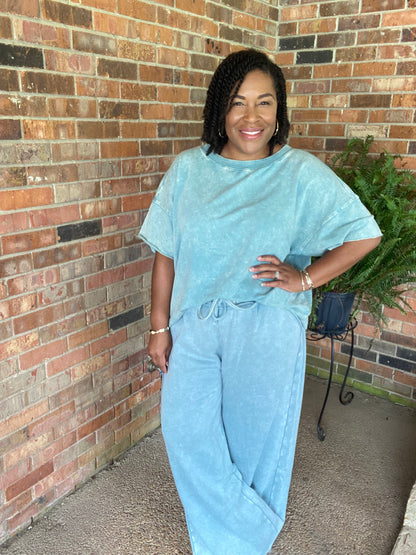 Blue Gray Acid Wash Set