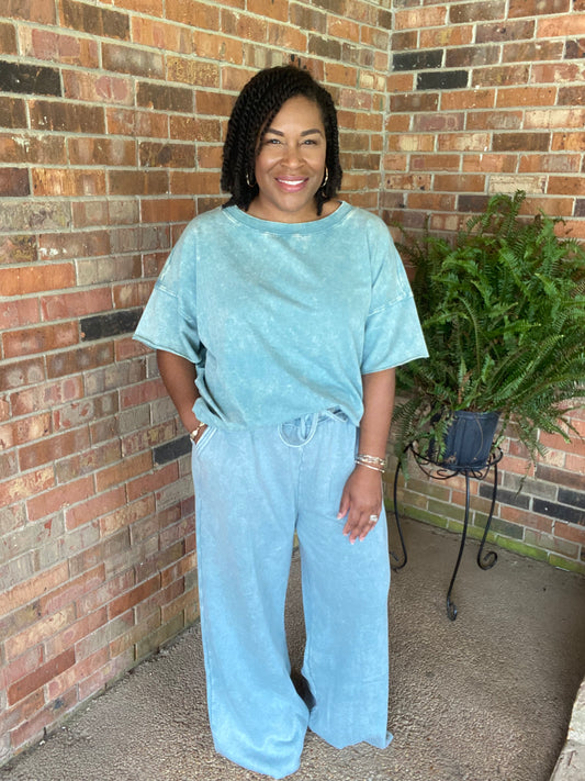 Blue Gray Acid Wash Set