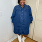 Smocked Shoulder Denim Dress