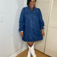 Smocked Shoulder Denim Dress