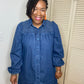 Smocked Shoulder Denim Dress