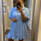 Ruffle Crinkle Dress - Light Blue