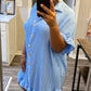 Ruffle Crinkle Dress - Light Blue