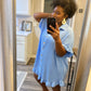 Ruffle Crinkle Dress - Light Blue