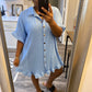 Ruffle Crinkle Dress - Light Blue