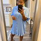 Ruffle Crinkle Dress - Light Blue