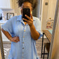Ruffle Crinkle Dress - Light Blue