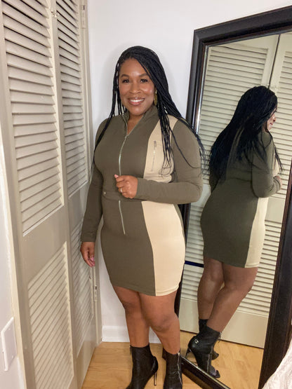 Color Block Body Con