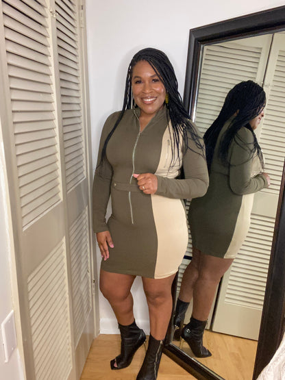 Color Block Body Con