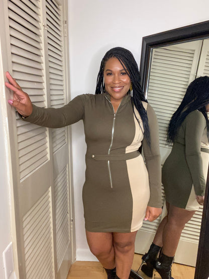Color Block Body Con