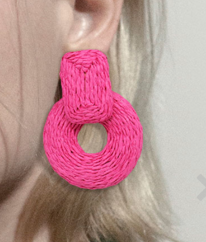 Pink Circle Link Earring