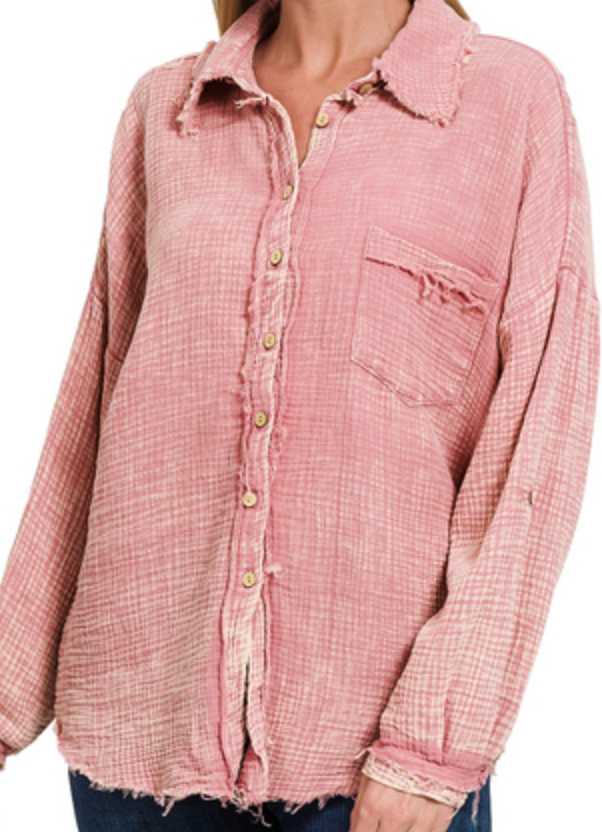 GAUZE BUTTON DOWN SHIRT