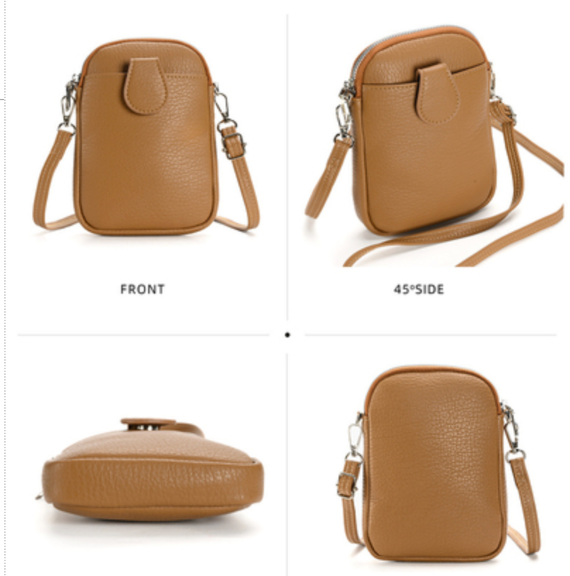 Camel  Vegan Leather Crossbody