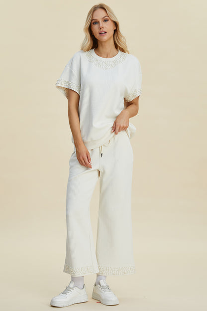 Preorder: Pearl Detail Round Neck Set