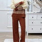 Preorder: Slit Striped Round Neck Sweater Set