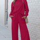 Preorder Textured Long Sleeve Top and Drawstring Pants Set