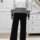 Preorder: Slit Striped Round Neck Sweater Set