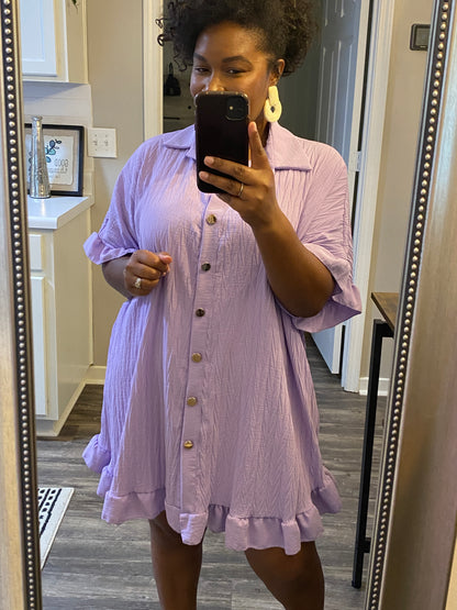 Ruffle Crinkle Dress - Lavender