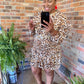 Brown Animal Print Midi