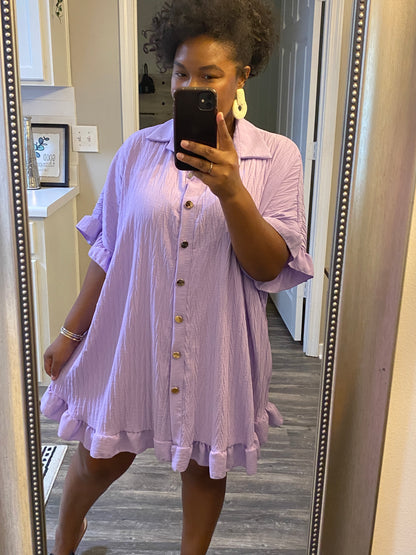 Ruffle Crinkle Dress - Lavender